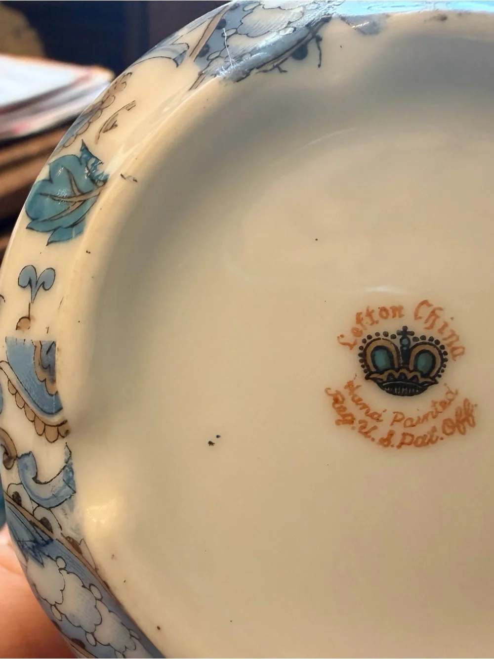 Lefton China Blue and Gold Porcelain Tea Set - Ashtray - Floral Paisley Pattern
